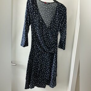 Navy Polka Dot Wrap Dress